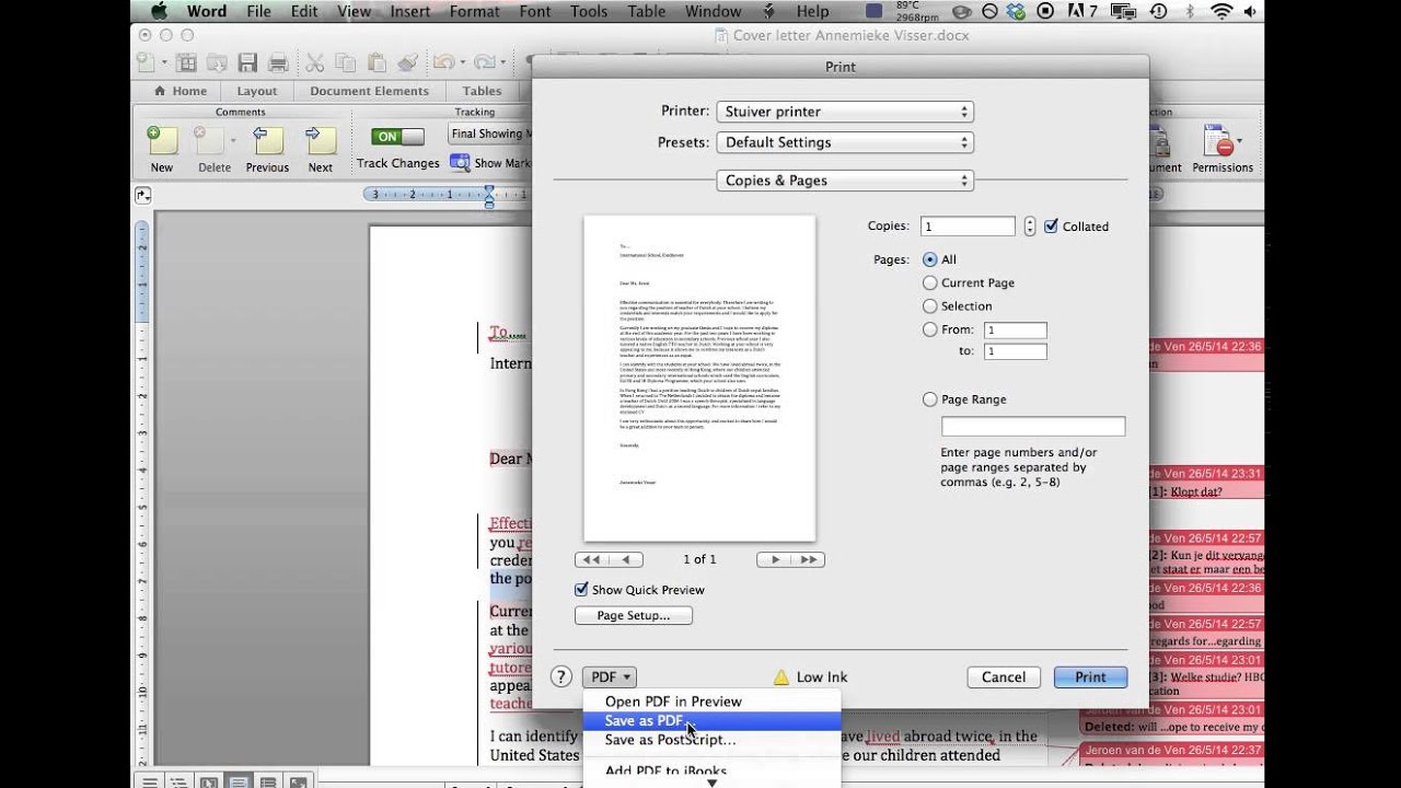 print word for mac without toc codes showing